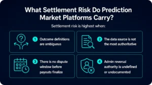 What settlement risk do prediction market platforms carry?